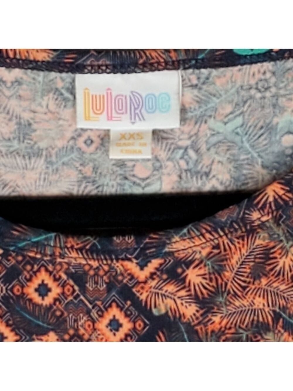NWT Lularoe Julia, blue with multicolored pattern, size XXS - Picture 4 of 5